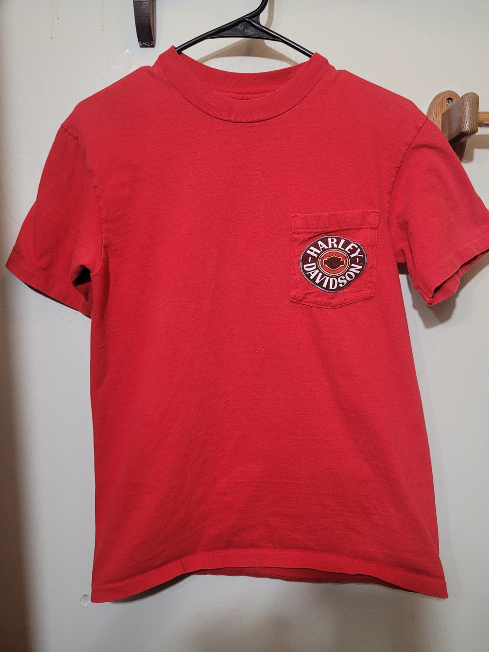 Vintage Harley Davidson Pocket Tshirt Red Single Stitch Hanes Size M (B)